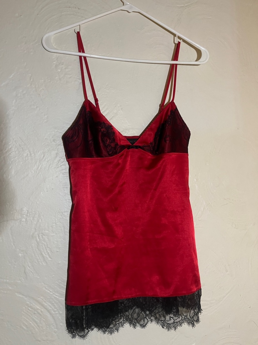 Victoria's Secret Red Slip with Black Lace Trim